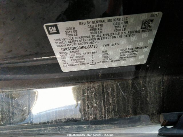 1GKS1GKC9HR333170 GMC Yukon Xl Slt