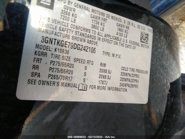 2013 CHEVROLET AVALANCHE LTZ VIN: 3GNTKGE79DG242106