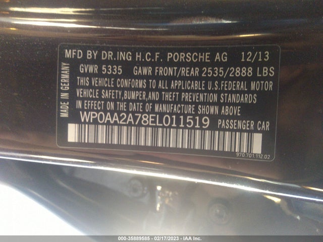 2014 Porsche Panamera, VIN: WP0AA2A78EL011519
