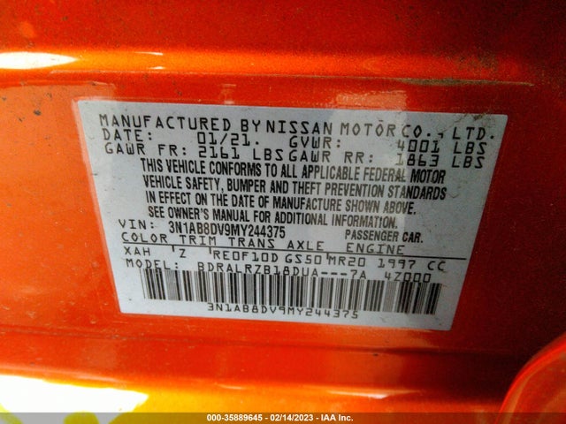 Nissan SENTRA SR 2021 3N1AB8DV9MY244375 Image 11