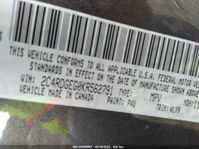 Dodge Grand Caravan Gt 2019 2C4RDGEG0KR562791 Image 10