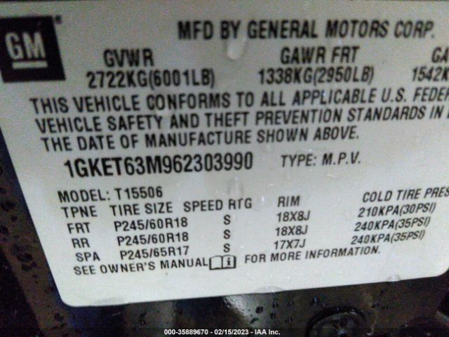 1GKET63M962303990 GMC Envoy Denali