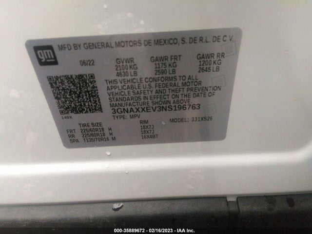 Chevrolet Equinox Premier 2022 3GNAXXEV3NS196763 Image 9