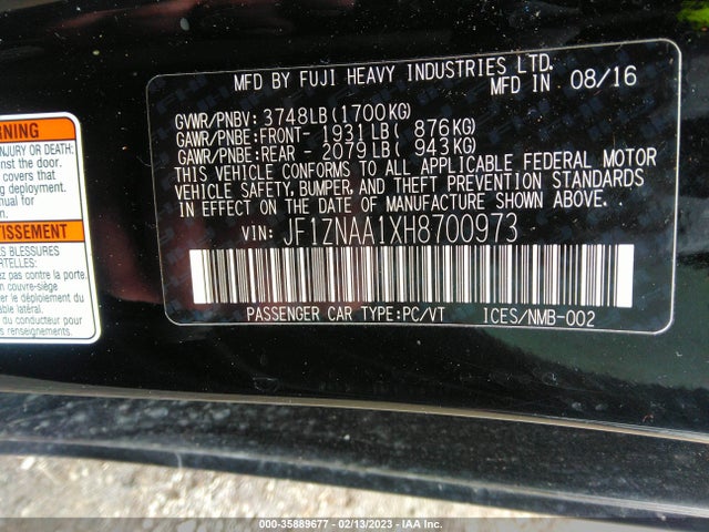 2017 Toyota 86, VIN: JF1ZNAA1XH8700973