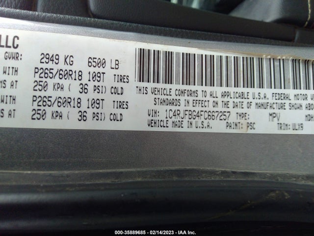 Jeep Grand Cherokee Limited 2015 1C4RJFBG4FC667257 Image 10