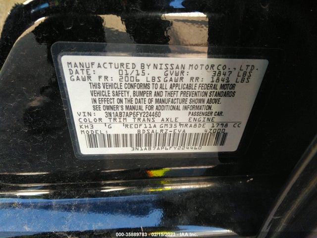Nissan SENTRA SR 2015 3N1AB7AP6FY224460 Image 10