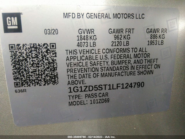 Chevrolet MALIBU LT 2020 1G1ZD5ST1LF124790 Image 10