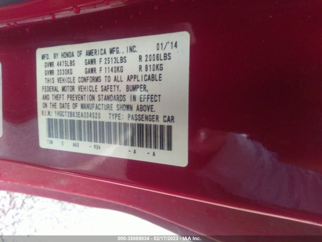 Honda Accord Coupe Ex-l 2014 1HGCT2B83EA004520 Image 9