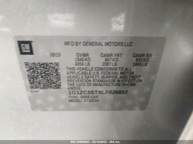 Chevrolet MALIBU LS 2020 1G1ZC5STXLF029857 Image 9