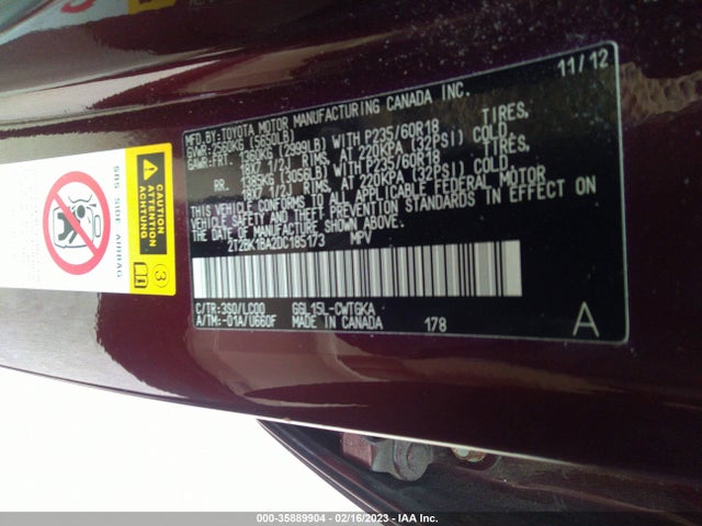 2T2BK1BA2DC185173 Lexus RX 350