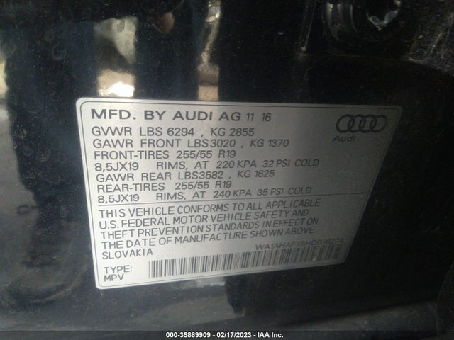 WA1AHAF78HD038274 Audi Q7 PREMIUM