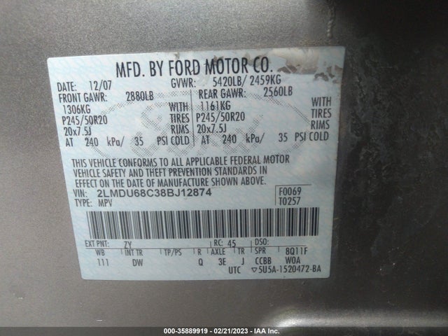 Lincoln MKX 2008 2LMDU68C38BJ12874 Image 10