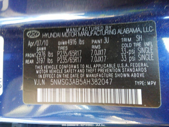 Hyundai Santa Fe Gls 2010 5NMSG3AB5AH382047 Image 10