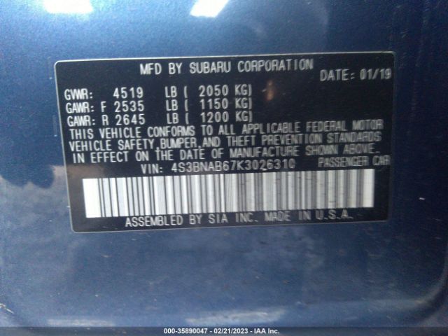 4S3BNAB67K3026310 Subaru LEGACY