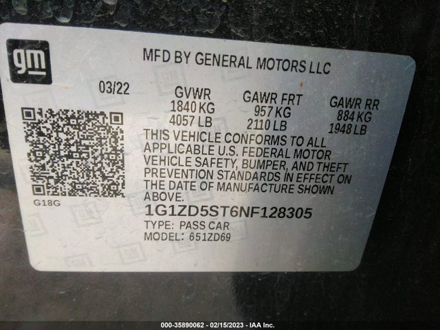 Chevrolet MALIBU LT 2022 1G1ZD5ST6NF128305 Image 9