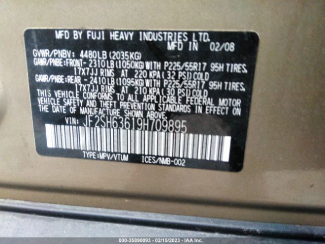 JF2SH63619H709895 Subaru Forester X W/premium Pkg