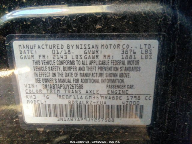 3N1AB7AP9JY257588 Nissan SENTRA SR