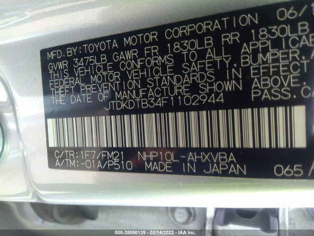 2015 Toyota Prius, VIN: JTDKDTB34F1102944
