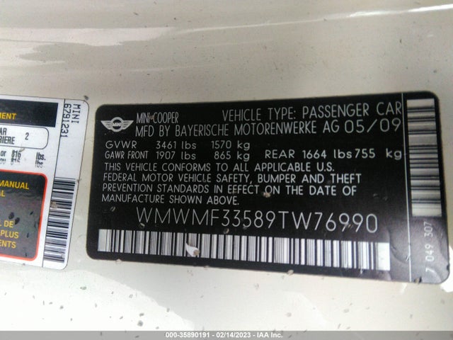 WMWMF33589TW76990 Mini COOPER HARDTOP
