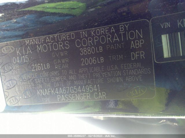 KNAFK4A67G5449541 KIA FORTE LX