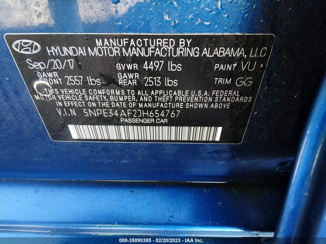 Hyundai Sonata Limited 2018 5NPE34AF2JH654767 Image 10