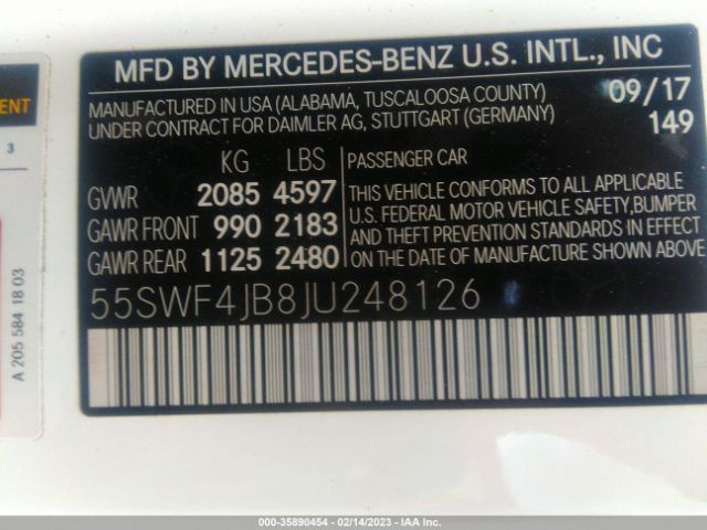 55SWF4JB8JU248126 Mercedes-Benz C-class C 300