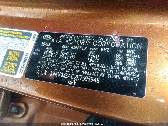 KIA Sportage Lx 2019 KNDPM3AC2K7593948 Image 9