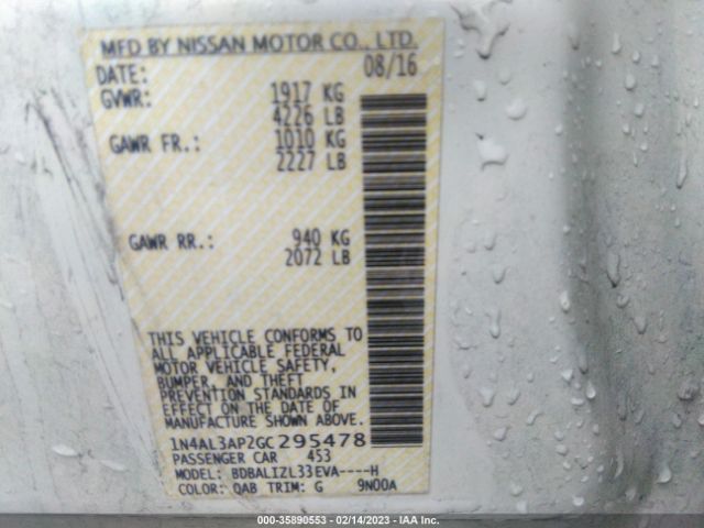 1N4AL3AP2GC295478 Nissan Altima 2.5 Sv