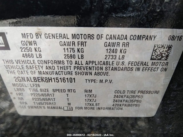 Chevrolet EQUINOX LS 2017 2GNALBEK8H1516101 Image 11