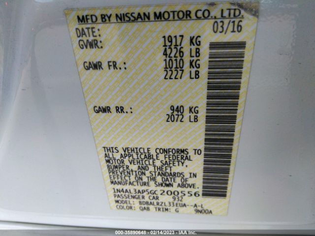 1N4AL3AP5GC200556 Nissan Altima 2.5 Sl