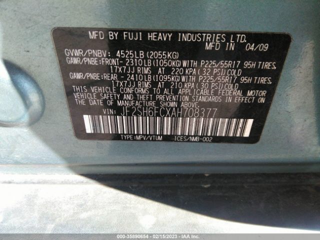 JF2SH6FCXAH708377 Subaru Forester 2.5xt Limited