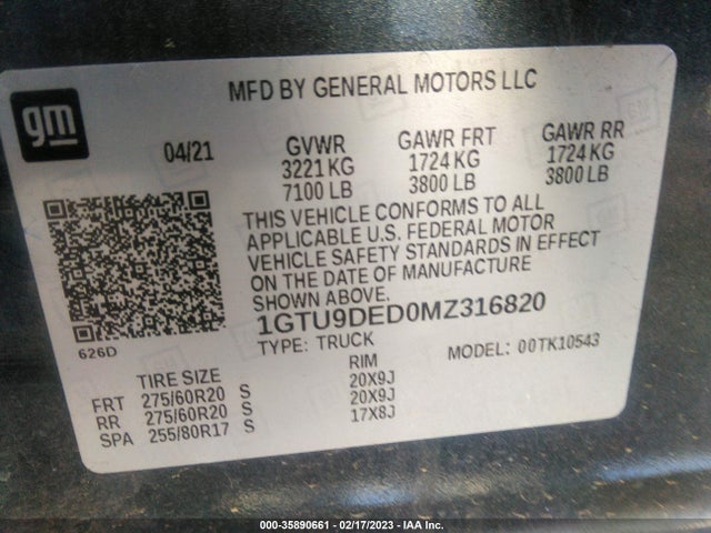GMC Sierra 1500 Slt 2021 1GTU9DED0MZ316820 Image 9