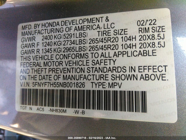 Honda Passport Ex-l 2022 5FNYF7H55NB001826 Image 9