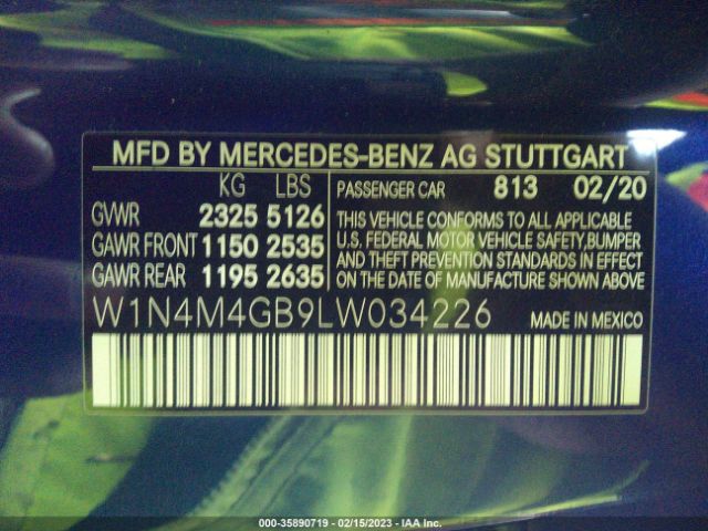 W1N4M4GB9LW034226 Mercedes-Benz Glb Glb 250