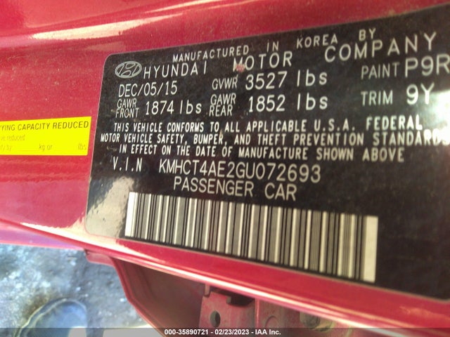 Hyundai ACCENT SE 2016 KMHCT4AE2GU072693 Image 9