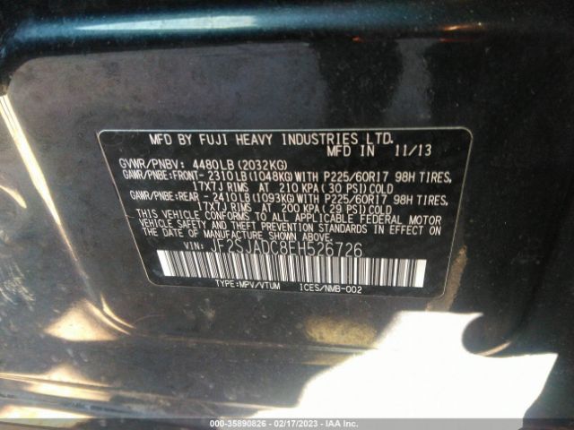 JF2SJADC8EH526726 Subaru Forester 2.5i Premium