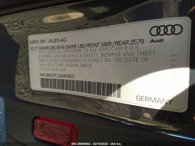WAUBNCF51JA050803 Audi A5 Sportback Premium Plus