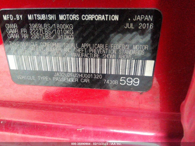 JA32U2FU2HU001320 Mitsubishi Lancer Es/le
