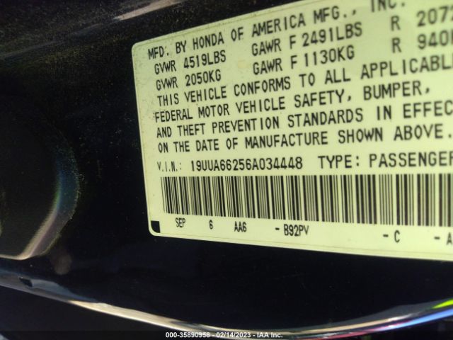 2006 ACURA TL VIN: 19UUA66256A034448