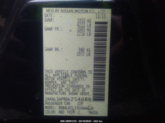1N4AL3AP9EN254086 Nissan Altima 2.5 S