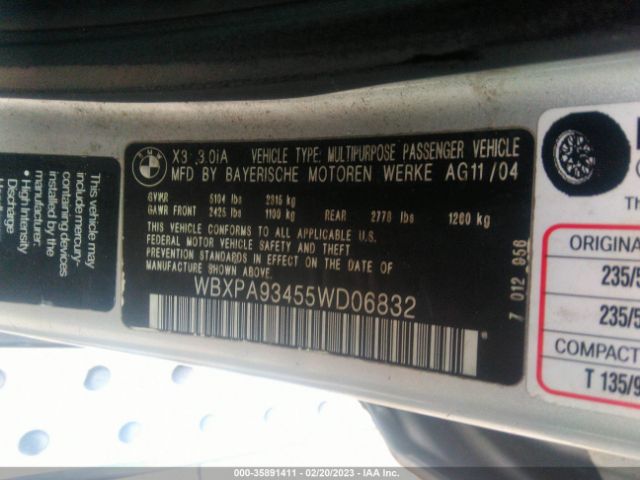 WBXPA93455WD06832 BMW X3 3.0I