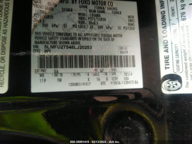 Lincoln Navigator 2008 5LMFU27548LJ20253 Image 7