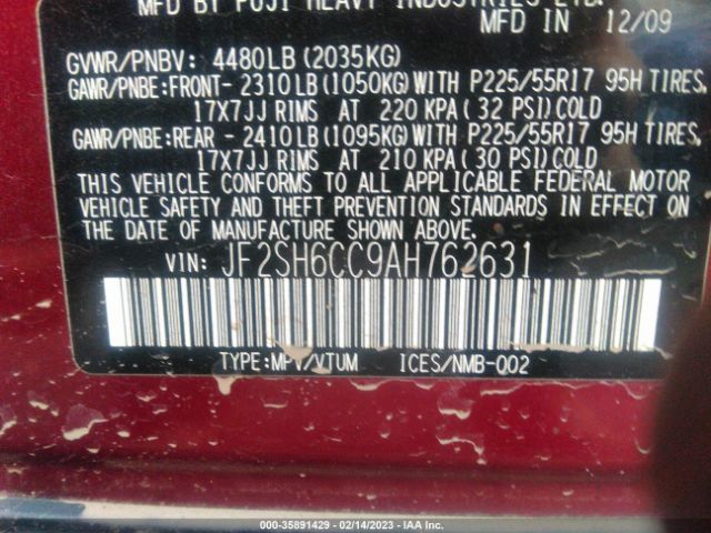 JF2SH6CC9AH762631 Subaru Forester 2.5x Premium