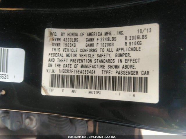 Honda Accord Sedan Lx 2014 1HGCR2F35EA059404 Image 9