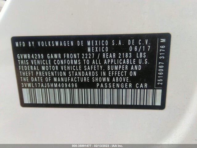 3VWL17AJ5HM409496 Volkswagen Jetta 1.8t Sel