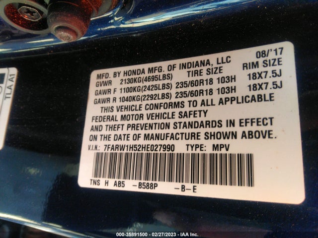Honda CR-V EX 2017 7FARW1H52HE027990 Image 9
