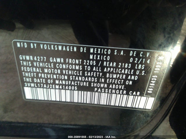 3VWL17AJ2EM414005 Volkswagen Jetta Sedan Sel