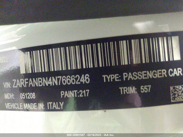 2022 Alfa Romeo Giulia, VIN: ZARFANBN4N7666246