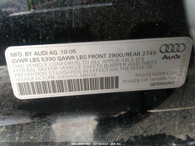WAUDL74F76N096749 Audi A6 4.2l