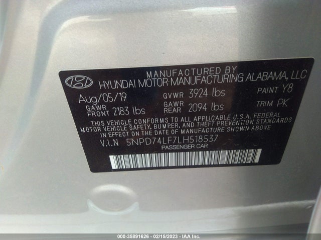 Hyundai ELANTRA SE 2020 5NPD74LF7LH518537 Image 9